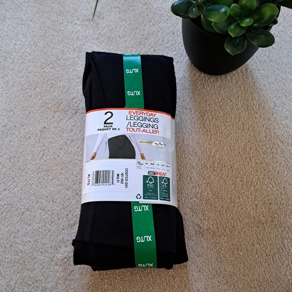 32° Degrees Heat Leggings 2 Pack Size XL Black Stretch Casual High Waist Pants - Picture 8 of 11